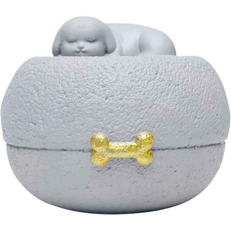 Urne funéraire d'extérieur pour chien en résine – Urne pour cendres d'un animal avec figurine de chien endormi pour jardin