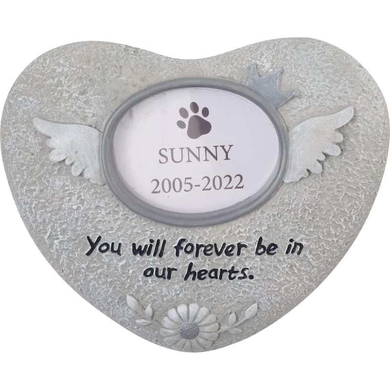 Plaque commémorative cœur pour chien avec photo – Pierre souvenir en résine résistant aux intempéries pour jardin