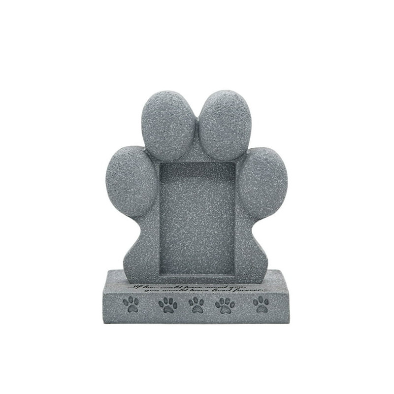 Pierre tombale patte pour chien avec photo – Monument souvenir en résine résistant aux intempéries pour jardin