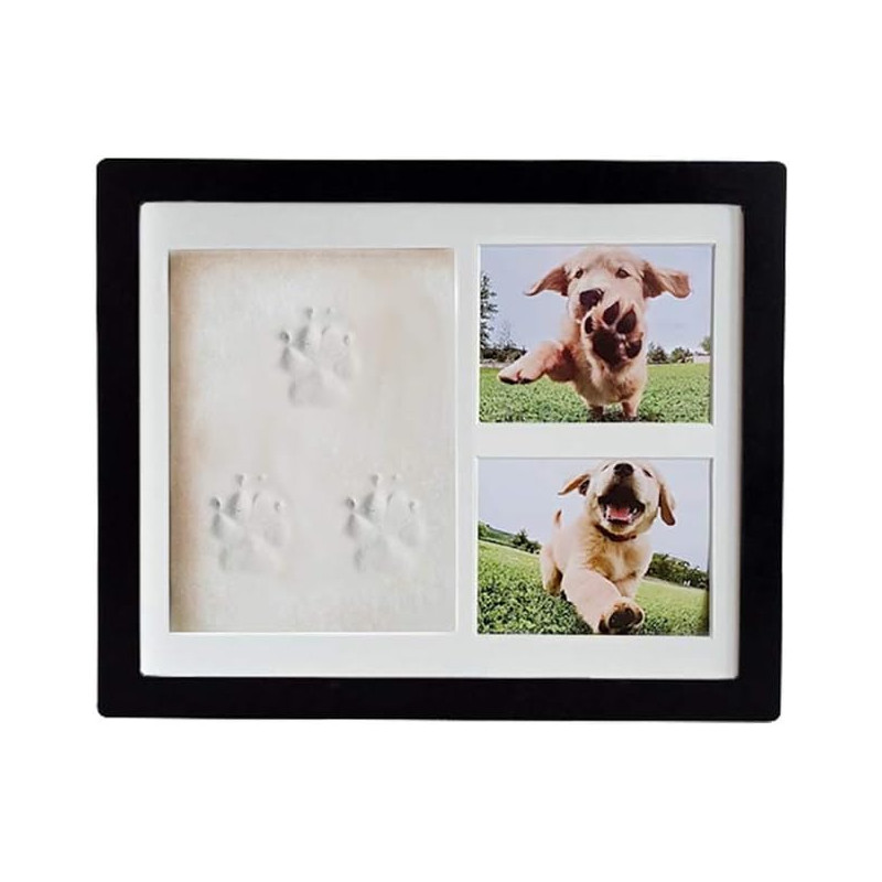 Kit cadre photo chien avec argile pour empreinte de patte – Cadre photo souvenir d'intérieur en bois pour chien