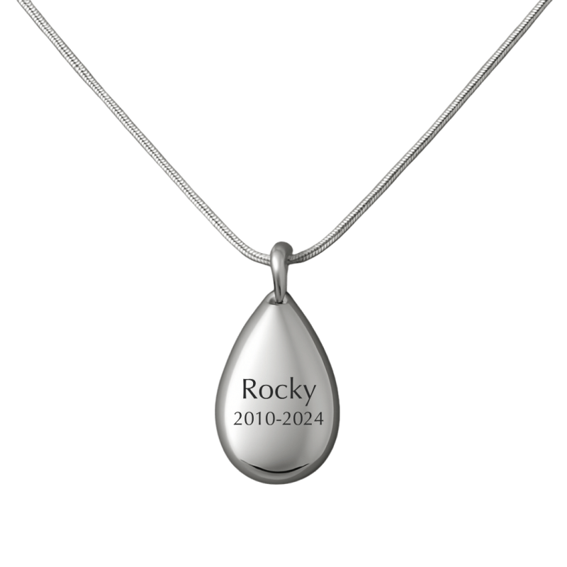 Collier urne funéraire pour cendres de chien rond personnalisé – Bijou commémoratif avec nom & dates gravés