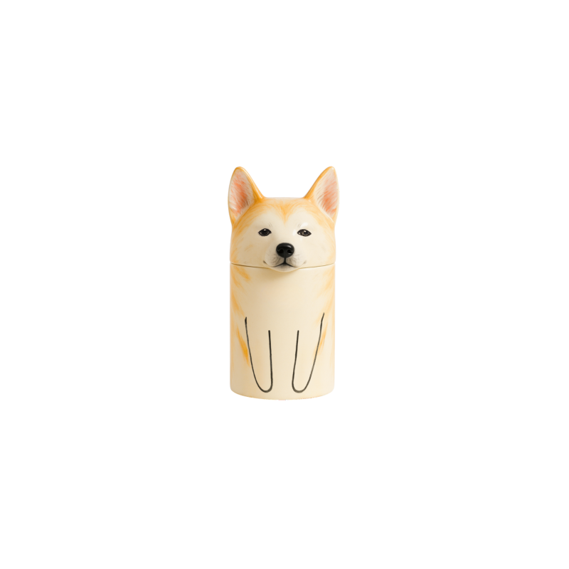 Urne pour chien artisanale en céramique personnalisée par race – Urne funéraire unique avec portrait peint et yeux ouverts